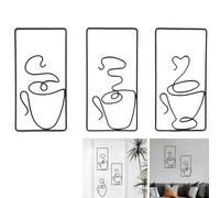 Eabdice 3 Pezzi Caffè Parete in Metallo Nero, Parete Minimalista Arte Appeso, Nero Wall Hanging Decor, per Decorare Salotti, Camere da Letto, Stanze e Uffici (24 * 12cm)