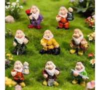 Eabdice 8 Pezzi Mini Gnomi da Giardino, Gnomo da Giardino in Ceramica, Accessorio per Giardino Gnomi in Resina da Giardino in Miniatura, Decorazione da giardino per Interni ed Esterni