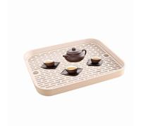Eabdice Doppio Strato Vassoio, Vaschetta Raccogligocce, 2 Tier Dish Drainer Rack di essiccazione con vassoio di gocciolamento, vassoio da tè per tazza ciotola Frutta Utensil Caffè (Beige)