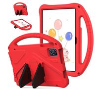 Eabhulie Bambini Custodia per Teclast M50 HD/Teclast M50 PRO/Blackview Tab 80 2023 10,1 inch, Eva Leggero Portatile Antiurto Custodia Protettiva con Staffa & Manico Rosso