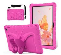 Eabhulie Custodia Bambini per Fire Max 11 (2023 13th Gen) Cover Protettiva Antiurto in EVA Leggera con Tracolla e Supporto Ali di Farfalla Rosa Rosso