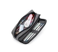 EABKLPQRS Astuccio per matite capiente, Astuccio in tessuto Oxford unisex taglia A 20,5x6,5x11 cm 30 penne nero grigio for ufficio scolastico(Grey)