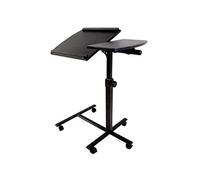 EABKLPQRS Tavolino regolabile in altezza, Tavolo servitore mobile con ruote Angolo regolabile in altezza Legno massello nero 60x40 cm 60-90