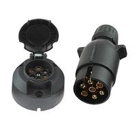 Eacalyc Presa Spina 7 Poli Rimorchio, Presa del Rimorchio 7 Poli Spina Gancio Traino 12V Spina Presa Elettrica Rimorchio 7 Vie Impermeabile Maschio e Femmina per Trattori, Macchine Agricole, Camion