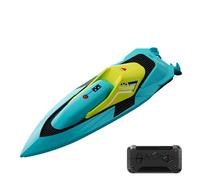 Eacam Barca Telecomandata Veloce e Flessibile, Modello 2.4GHz con Funzione di Rollio Acrobatico, Navigazione Notturna e Sensore Intelligente dell'acqua. Giocattolo Ideale Come Reg (Blu)