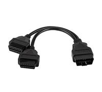 Eacam Cavo Diagnostico a 16 Pin, Cavo di Estensione Maschio a Femmina OBD2, Adattatore Y-splitter, ABS e Metallo, Lunghezza di 31 Cm, per la Maggior Parte delle Auto con Adattatore