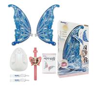 Eacam di Fata per Bambini, di Farfalla Illuminate con Luci a LED e Musica, Realizzate in Materiale ABS Alta qualità, Spallacci Regolabili, Verde (-2)