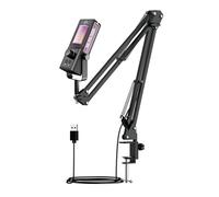 Eacam Kit Microfono a Condensatore USB con Illuminazione RGB con Supporto per Braccio, Cancellazione del Rumore per la Registrazione di Giochi in Streaming, Strumento Karaoke Plug