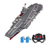 Eacam Kit Portaerei Telecomandato Fai-da-te per Nave da Guerra RC con Spegnimento Automatico per Adulti e Bambini (Grigio 2 batterie)