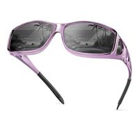 Each Cool Occhiali da guida notturna, occhiali da visione notturna, polarizzati, antiriflesso, UV400, regalo per uomini e donne, Lenti grigie/montatura viola trasparente