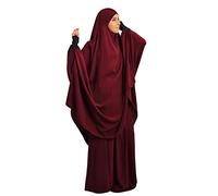 EACH WOMEN Abito da Preghiera Islamico a 2 Pezzi per Le Donne Abito da Preghiera Musulmano per Le Donne Abiti da Preghiera Arabi Dubai Hijab