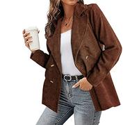 each women Blazer da Donna in Velluto a Coste con Risvolto Blazer Doppiopetto da Donna con Risvolto Dentellato Giacca da Lavoro con Bottoni