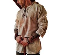 Each Women Camicia Medievale Rinascimentale da Uomo Costume da Pirata Camicia Lunga vichinga Abito Medievale