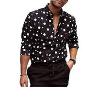 Each Women Camicie a Pois da Uomo Camicia a Maniche Lunghe Stampata Camicia Casual Top Modello Unico