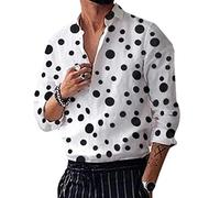 Each Women Camicie a Pois da Uomo Camicia a Maniche Lunghe Stampata Camicia Casual Top Modello Unico
