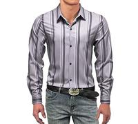 EACH WOMEN Camicie Eleganti da Uomo a Righe da Lavoro Camicia Verticale a Maniche Lunghe Camicia da Lavoro Casual abbottonata