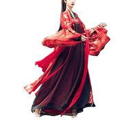 each women Costume Antico da Donna Hanfu da Fata ed Elegante Abito Lungo Rosso in Stile Cinese con Maniche Larghe e Gonna a Ruota
