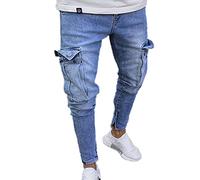 each women Jeans Skinny da Uomo Cargo Pantaloni da Uomo in Denim Elasticizzato Slim Fit Pantaloni da Lavoro Strappati in Cotone Taglia XL
