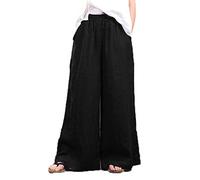 Each Women Pantaloni Casual da Donna in Misto Lino con Vita Elasticizzata Pantaloni Larghi da Donna Estivi Pantaloni con Tasche