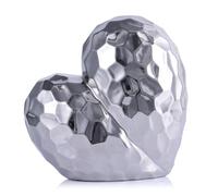 Eachave Scultura a forma di cuore in ceramica color argento, decorazione moderna per soggiorno e ufficio, decorazione da tavolo per matrimoni ed eventi, regalo romantico, altezza 20 cm, Tilt