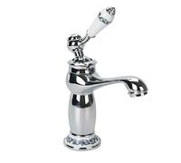 Eachbid Rubinetto Bagno Miscelatore Monocomando Lavabo in Ottone e Ceramica per Lavabo Bagno Vintage (Argento)