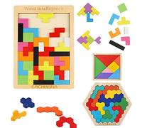 EACHHAHA 3 in 1 Puzzle di legno |Tangram Bambini Set | Giochi Montessori 3 4 5 6 Anni | Giocattoli di Formazione del Cervello | Regali Educativi per Bambini