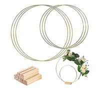 EACHPT Cerchi Decorativi Metallo con Base 3 Anello Metallo con Base in Legno 10 cm+20 cm,Cerchi Decorativi Metallo per Tavolo Per Ghirlande Nuziali Decor da tavola artigianali fai-da-te