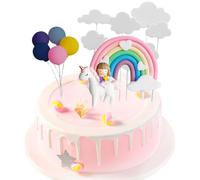 EACHPT Unicorno Cake Topper Kit, Torta Unicorno Decorazione Torta Unicorno Nuvola Arcobaleno Palloncino Decorazioni per Torte di Compleanno Topper per Torta di Unicorno per Bambini Ragazze Festa