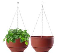 EACHPT Vasi da Parete,2 pezzi Vasi da Appendere in Plastica,23CM Rotonda Vasi Sospeso per Piante,vasi da fiori sospesi per esterni con fori di Drenaggio e Sottovaso Rimovibile per Giardino Domestico