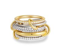 Eaciy Anelli impilabili in oro 14 carati con zirconia cubica, diversi anelli impilabili in metallo misto, per donna, non sbiadisce, 7, rame, nessuna pietra preziosa