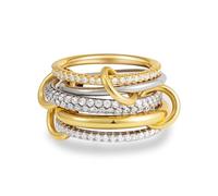 Eaciy Anelli impilabili in oro da donna, placcati in oro 14 carati, con zirconia cubica, multianelli in metallo misto impilabili, non si ossidano, 6, Rame, Nessuna pietra preziosa