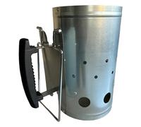 eacommerce - Accendifuoco per Barbecue in Zincato | Facile Uso per Carbonella | Doppia Maniglia per Sversamento Sicuro | 17x27,5 cm, Zincato
