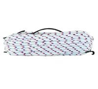 eacommerce - Corda in Polipropilene Alta Tenacità 16 Fusi Multiuso | Anti UV | Ideale per Nautica, Bianco con Segnalino Rosso/Blu, 10 mm, 20 metri