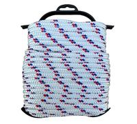 eacommerce - Corda in Polipropilene Alta Tenacità 16 Fusi Multiuso | Anti UV | Ideale per Nautica, Bianco con Segnalino Rosso/Blu, 8 mm, 30 metri