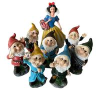 eacommerce Nani da giardino in poliresina kit 8 pezzi: 7 nani 28 cm + Biancaneve 44 cm, statuette colorate resistenti per decorazione esterno