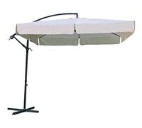 eacommerce - Ombrellone da Giardino Decentrato a Braccio | 250x250 cm | Struttura in Alluminio e Acciaio | Telo Ecrù Rimovibile e Lavabile | Ideale per Giardini, Terrazze, Balconi, Eventi, Alluminio