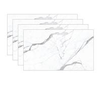 eacommerce - Pannello UV Effetto Marmo | Rivestimento Murale in PVC | Resistente all'Umidità | Facile da Installare | Paraschizzi Ideale per Cucina | 60x120 cm, Set da 4 Pezzi - Colore Bianco
