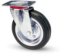 eacommerce - Ruota piroettante industriale rotella Piena in gomma nera Girevole con Piastra per Carrelli Banchi da Lavoro Mobili (Ruota Senza Freno, 180 mm)