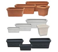 eacommerce Vaso Rettangolare Resina Festonato Maxi Doppio Bordo per Giardino Patio Balcone Terrazzo da Interno/Esterno Protezione UV Antiurto (100x45x41H, Bianco)