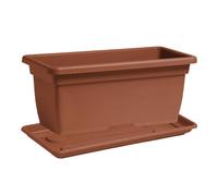 eacommerce Vaso + Sottovaso Rettangolare in Plastica PPL Colore Terracotta Casse
