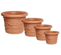 eacommerce Vaso Tondo Resina Festonato Doppio Bordo per Giardino Patio Balcone Terrazzo da Interno/Esterno Protezione UV Antiurto (Ø80x58H cm, Terracotta)