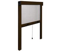 eacommerce - Zanzariera Verticale a Rullo in Fibra di Vetro e Telaio Alluminio | Avvolgimento Automatico con Rallentatore | Facile Installazione, Marrone RAL 8017, 120x170H cm