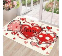 EAEQKOUC 1pc zerbino in forma di cuore d'amore per San Valentino, tappetino antiscivolo, adatto per soggiorno, camera da letto, bagno, decorazioni per casa natalizia 3D-50x80cm