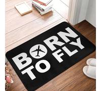 EAEQKOUC 3d 3D Custom Born To Fly Pilota di volo Zerbino d'ingresso Cucina Bagno Tappetino Aereo Aviatore Regalo Tappeto WC Moquette Supporto per i piedi - 60x90cm