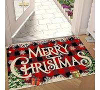 EAEQKOUC 3D con motivo albero di Natale, natalizio per porte posteriori e serpe d'ingresso per porte d'ingresso invernale. Tappeto-50x80cm