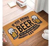 EAEQKOUC 3D Se porti birra sei il benvenuto qui Zerbino Antiscivolo Esterno ad asciugatura rapida Cucina Balcone d'ingresso Moquette Tappeto-40x60cm