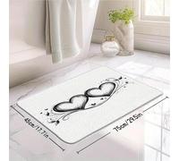 EAEQKOUC 3d Tappetino bagno con cuori intrecciati in 3D, elegante motivo a forma di cuore in bianco e nero con linee e foglie vorticose Decorazione bagno - 50x80cm