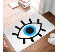 EAEQKOUC 3d Tappeto per il portiere per occhi magici personalizzati 3D Amuleto antiscivolo con occhio malvagio nero con motivo boem, bagno, cucina, tappeto WC tappeto -40x60cm