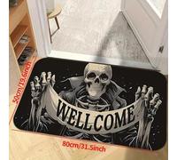 EAEQKOUC L'orrore di Halloween 3D dice Benvenuto a casa a te da esterno per lavabo da letto Pavimento assorbente Tappeto-60x90cm