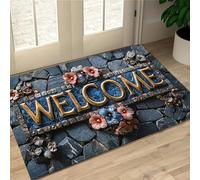 EAEQKOUC Moquette 3D dell'atrio d'ingresso Parola di benvenuto Decorazione decorativa antiscivolo assorbente e rimuovendo la polvere per lo zerbino domestico Tappeto-40x60cm